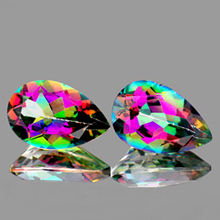 ok. 12,44ct /2szt. - NIESAMOWITA EFEKTOWNA PARA! TĘCZOWY BRAZYLIJSKI MYSTIC TOPAZ NAT.- idelana para 15,0x10,0mm kropla ok. 12,44ct /2szt. - NIESAMOWITA EFEKTOWNA PARA! TĘCZOWY BRAZYLIJSKI MYSTIC TOPAZ NAT.- idelana para 15,0x10,0mm kropla