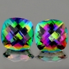 ok. 7,53ct /2szt. - NIESAMOWITA EFEKTOWNA PARA! TĘCZOWY BRAZYLIJSKI MYSTIC TOPAZ NAT.- idelana para 9,0x9,0mm antyk