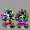 ok. 6,04ct /2szt. - NIESAMOWITA EFEKTOWNA PARA! TĘCZOWY BRAZYLIJSKI MYSTIC TOPAZ NAT.- idelana para 9,0mm trilion