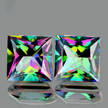 ok. 6,41ct /2szt. - NIESAMOWITA EFEKTOWNA PARA! TĘCZOWY BRAZYLIJSKI MYSTIC TOPAZ NAT.- idelana para 8,0mm kwadrat ok. 6,41ct /2szt. - NIESAMOWITA EFEKTOWNA PARA! TĘCZOWY BRAZYLIJSKI MYSTIC TOPAZ NAT.- idelana para 8,0mm kwadrat
