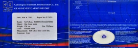 ok. 1,34ct/1szt -PRZEPIĘKNY CERTYFIKOWANY TANZANIT NAT.-  8.56x6.52mm 3.83mm głęb. trilion	
