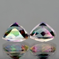 ok. 4,85ct/2szt -TAJEMNICZY MYSTIC TOPAZ NAT.-  8x8mm 4,75mm głęb. kuszon / kwadrat