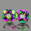 ok. 4,85ct/2szt -TAJEMNICZY MYSTIC TOPAZ NAT.-  8x8mm 4,75mm głęb. kuszon / kwadrat