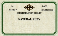 ok. 1,04ct/1szt -CERTYFIKOWANY NIE WYGRZEWANY RUBIN NAT.-  6,50x4,50 mm 3,80mm głęb. owal