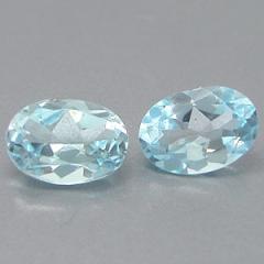 ok. 1,75ct /2szt. - ŚLICZNE CEJLOŃSKIE BŁĘKITNE TOPAZY; TOPAZ NAT.- kalibr. 7x5/3mm owal