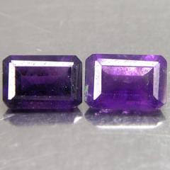 ok. 1,1ct /2szt. - PIĘKNA PARA PIĘKNY - KOLOR AAA WYSYCONY FIOLETOWY AMETYST NAT.-  4mmx6mm ośmiokąt