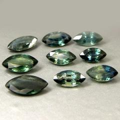 ok. 3,1ct /9szt. - ZIELONY SZAFIR NAT.-  4-8x2,5-4mm markiza