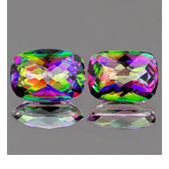 ok. 12,23ct /2szt. - NIESAMOWITA EFEKTOWNA PARA! TĘCZOWY BRAZYLIJSKI MYSTIC TOPAZ NAT.- idelana para 13x9mm antyk