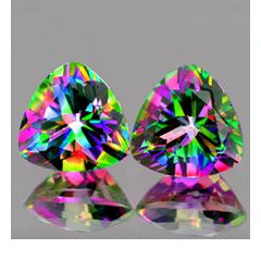 ok. 6,04ct /2szt. - NIESAMOWITA EFEKTOWNA PARA! TĘCZOWY BRAZYLIJSKI MYSTIC TOPAZ NAT.- idelana para 9,0mm trilion