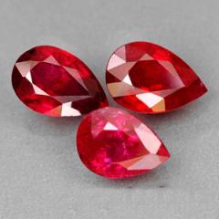 ok. 2,37ct /3szt. - PIĘKNA TRÓJKA RUBIN NAT.-  ok. 6x4,5/3,5mm  kropla