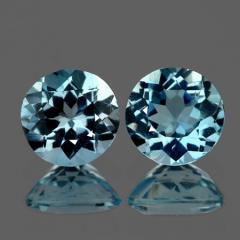 ok. 1,06ct /2szt. - PIĘKNA PARA AKWAMARYNÓW NAT.- dosk.para 5,00mm okrągły
