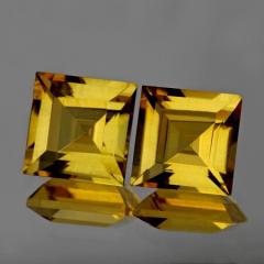 ok. 3,15ct /2szt. -  CYTRYN NAT.-  7,0x7,0mm kwadrat