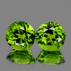 ok. 1,82ct /2szt. -  PERYDOT, OLIWIN NAT.-  6,0mm okrągły
