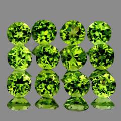 ok. 3,36ct /12szt. -  PERYDOT, OLIWIN NAT.-  4,0mm średn. okrągły