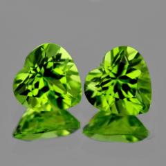 ok. 1,58ct /2szt. -  PERYDOT, OLIWIN NAT.-  6x6mm/3,5 serce