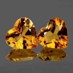 ok. 1,92ct /2szt. -  CYTRYN NAT.- kalibr. 7,0mm serce