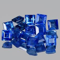ok. 0,13ct /1szt. - ŚLICZNE BŁEKITNE SZAFIRY NAT.- kalibrowany 2,5x2,5mm 2mm gł. kwadrat	