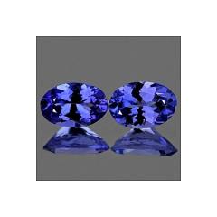 ok. 0,72ct /1 para -  TANZANIT NAT.-  6,0x4,0mm owal