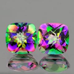 ok. 4,85ct/2szt -TAJEMNICZY MYSTIC TOPAZ NAT.-  8x8mm 4,75mm głęb. kuszon / kwadrat