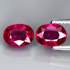 ok. 1,89ct/2szt -PIĘKNY RUBIN NAT.-  6,7x5,1mm 2,7mm głęb. owal	