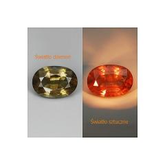ok. 0,84ct/1szt -RZADKOŚĆ! ZMIENIAJĄCY BARWĘ GRANAT NAT.- 6,6x4,6mm 3,1mm głęb. owal