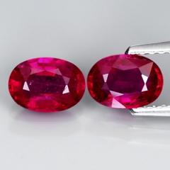 ok. 1,87ct/2szt -CZARUJĄCY RUBIN NAT.-  6,9x4,9mm 2,7mm głęb. owal