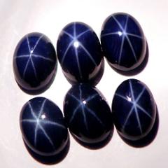ok. 0,7ct/1szt -GWIAŹDZISTY PIĘKNY SZAFIR NAT.-  6x4mm / 2,5mm głęb. owal