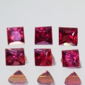 ok. 0,18ct/szt. -SWEET CHERRY RED (CZEREŚNIOWY) RUBIN NAT.- 3x3mm (+0,10/-0,25mm) kwadrat