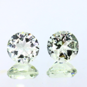 ok. 3,715ct/para -PRASIOLIT JASNY ZIELONY AMETYST NAT.- 8,02x8,03/5,23mm (1,875 ct)  7,96x7,97/5,37mm (1,845ct) okrągły