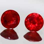 ok. 2,84ct/para - RUBIN IMPREGNOWANY NAT.- 6,64x6,56/3,68mm + 6,70x6,74/3,86mm okrągły