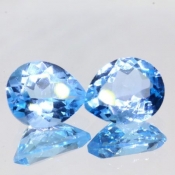 ok. 10,13ct/para -SWISS BLUE TOPAZ NAT.- 12,18x10,09/5,43mm + 12,20x9,99/6,25mm kropla
